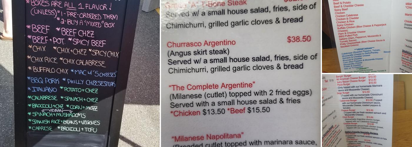 Stella’s Empanadas & Argentine Grill Menu
