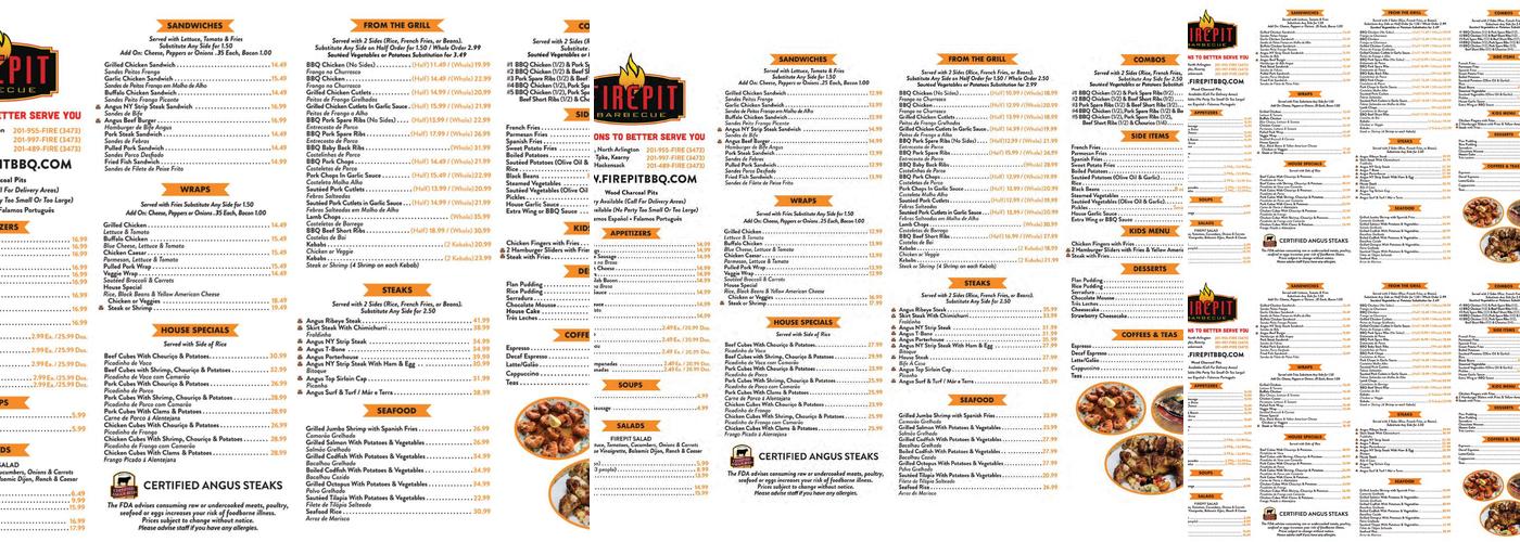 Fire Pit Barbecue Menu