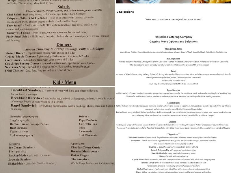 HORSESHOE CAFE & CATERING Menu