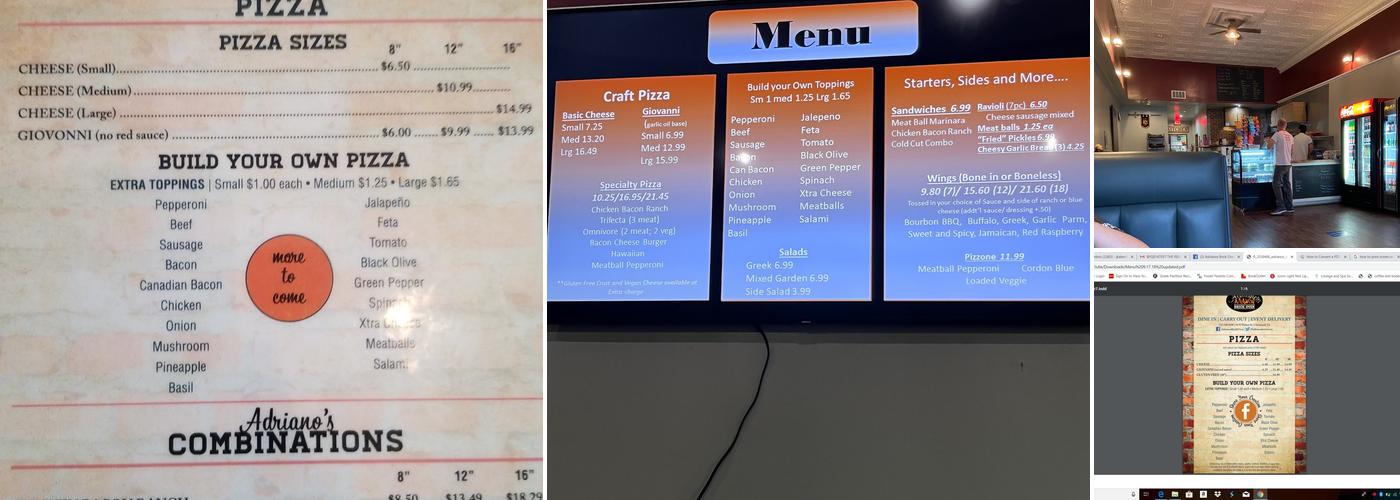 Adriano's Brick Oven Menu