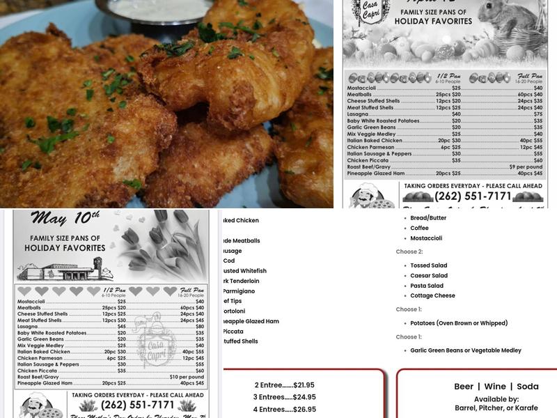 Stella's Casa Capri Menu