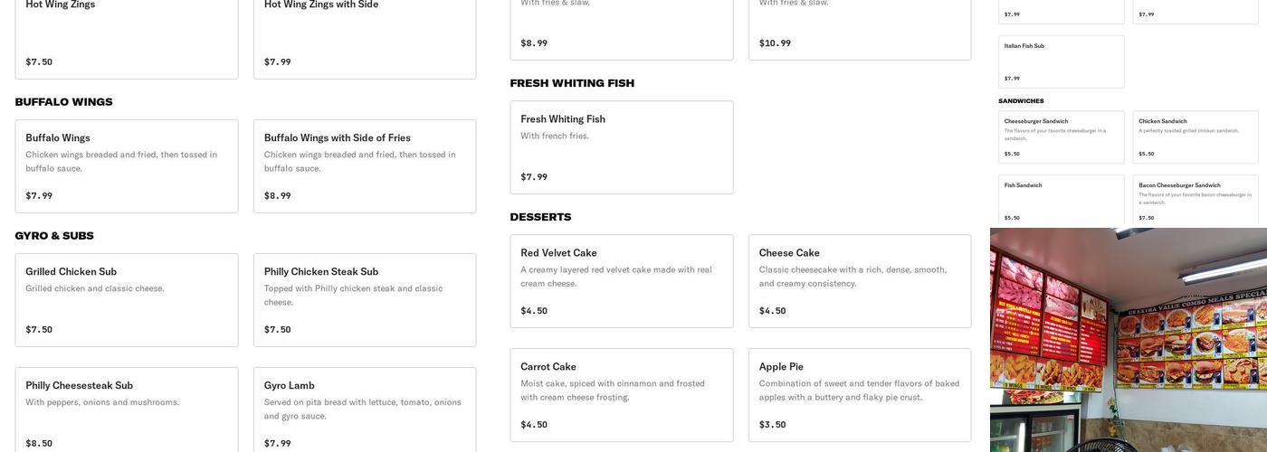 U.S Fried Chicken & Pizza Menu