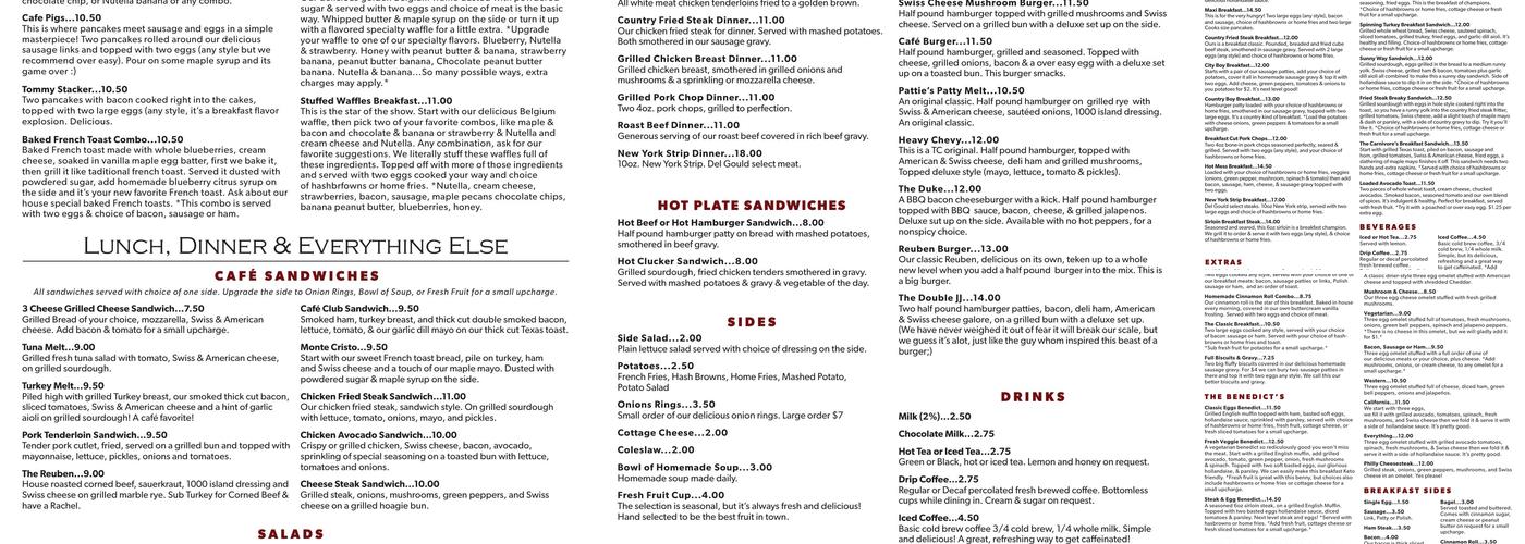 Cooks Cafe Menu