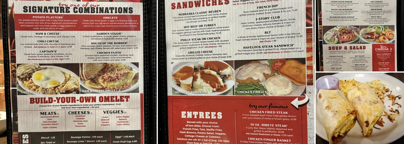 Engine House Cafe Menu