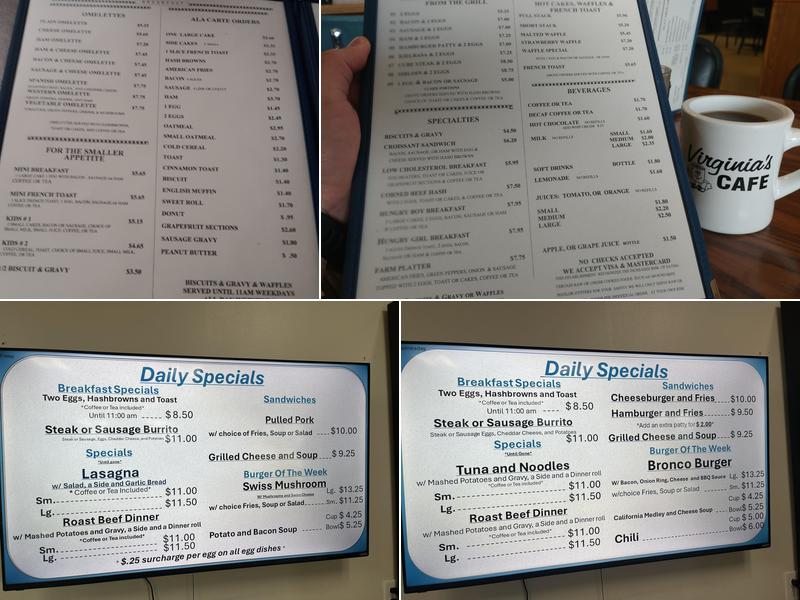 Virginia's Cafe Menu