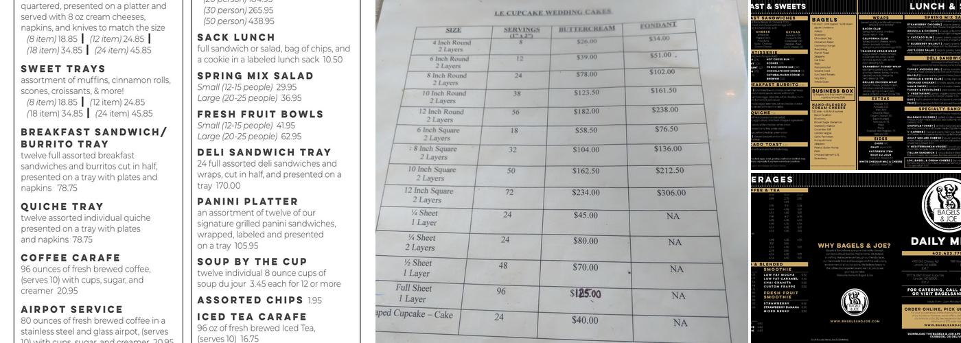 Bagels & Joe Menu