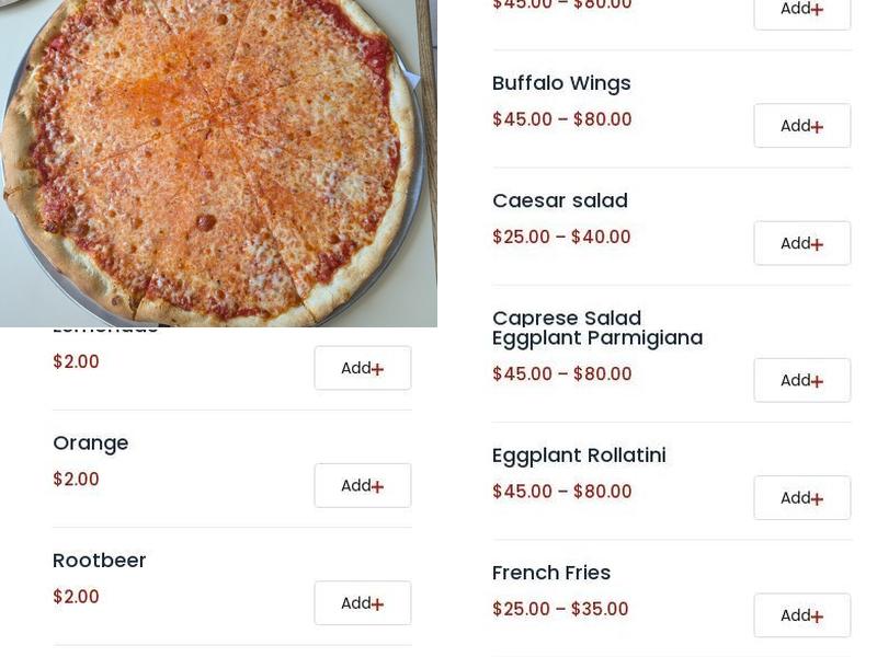 Ciro Pizza Menu