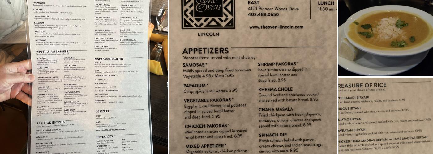 The Oven Menu