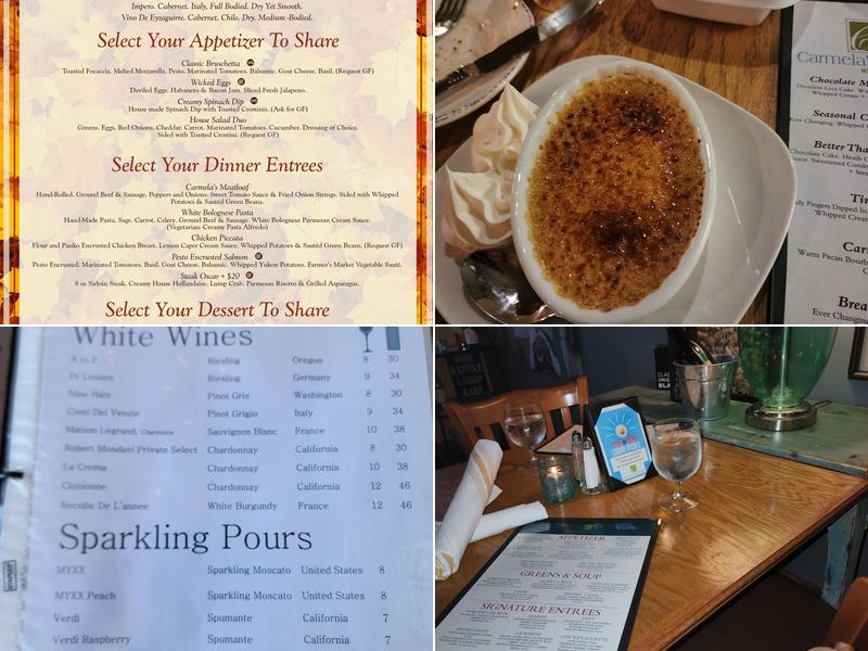 Carmela's Bistro Menu