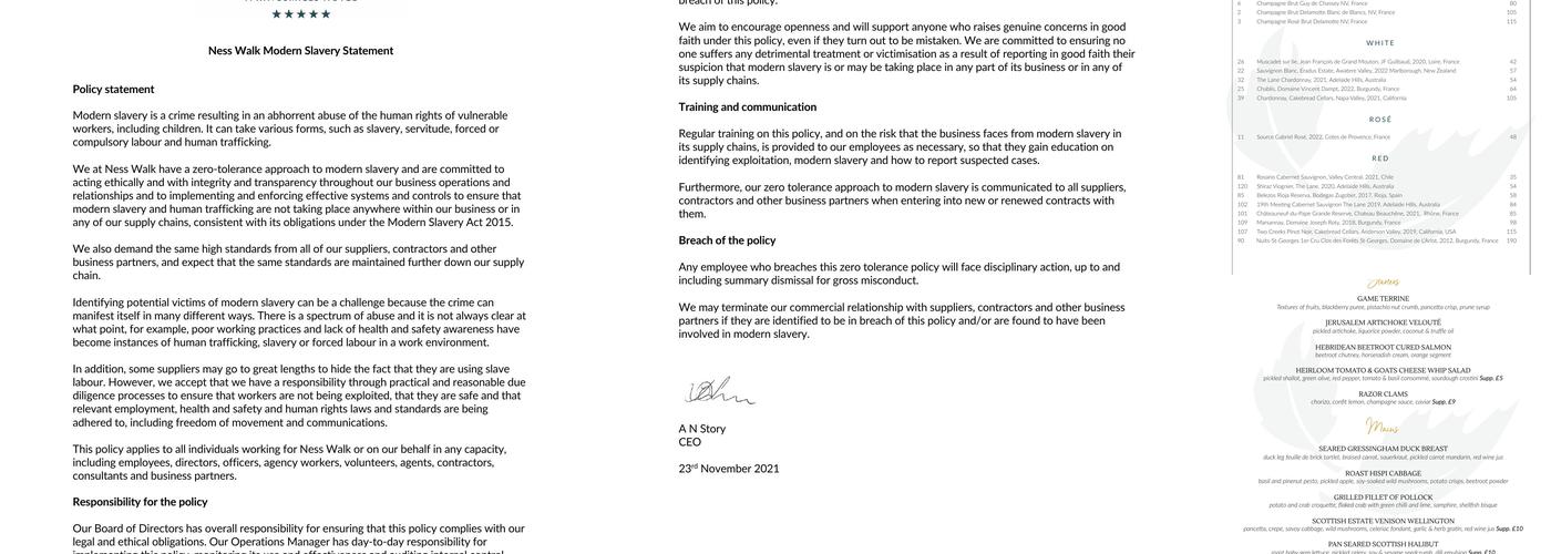 Torrish at Ness Walk Menu