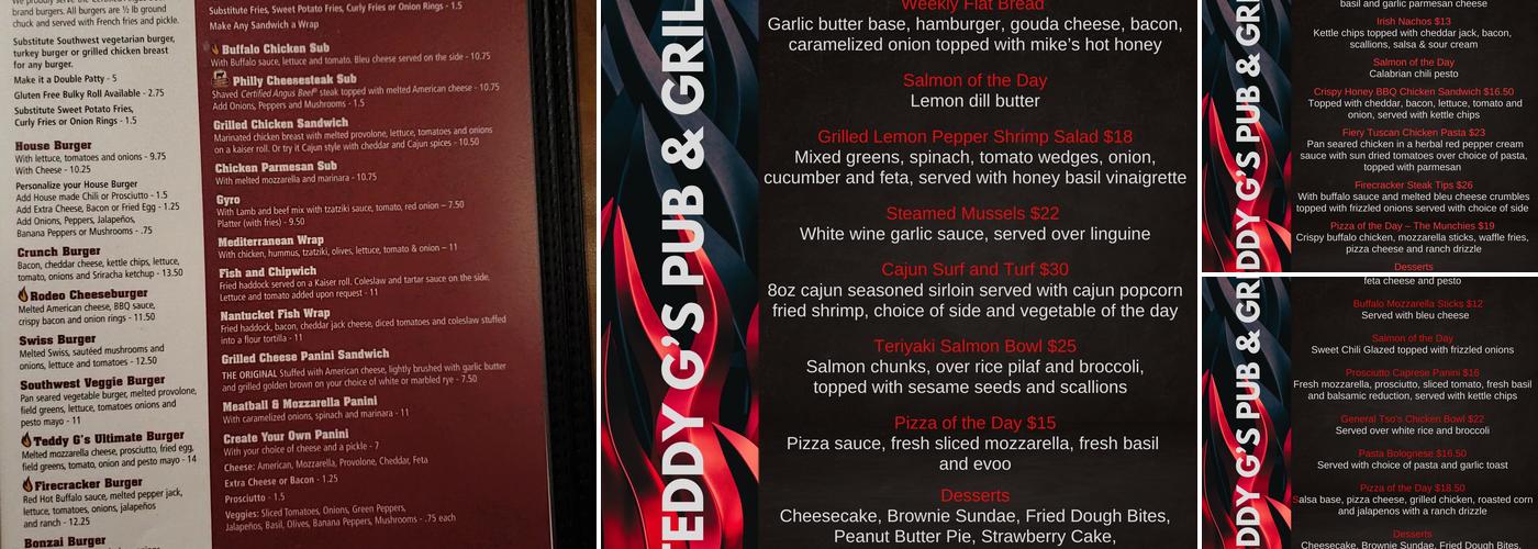 Teddy G's Menu