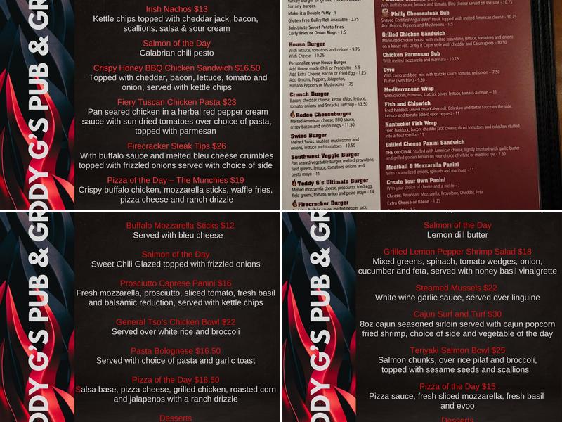 Teddy G's Menu