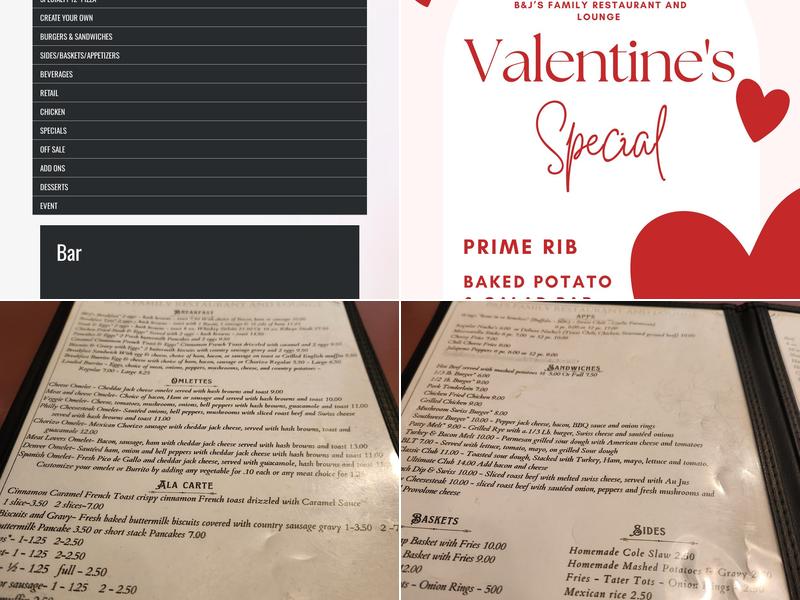 B&J's Family Restaurant & Lounge Menu