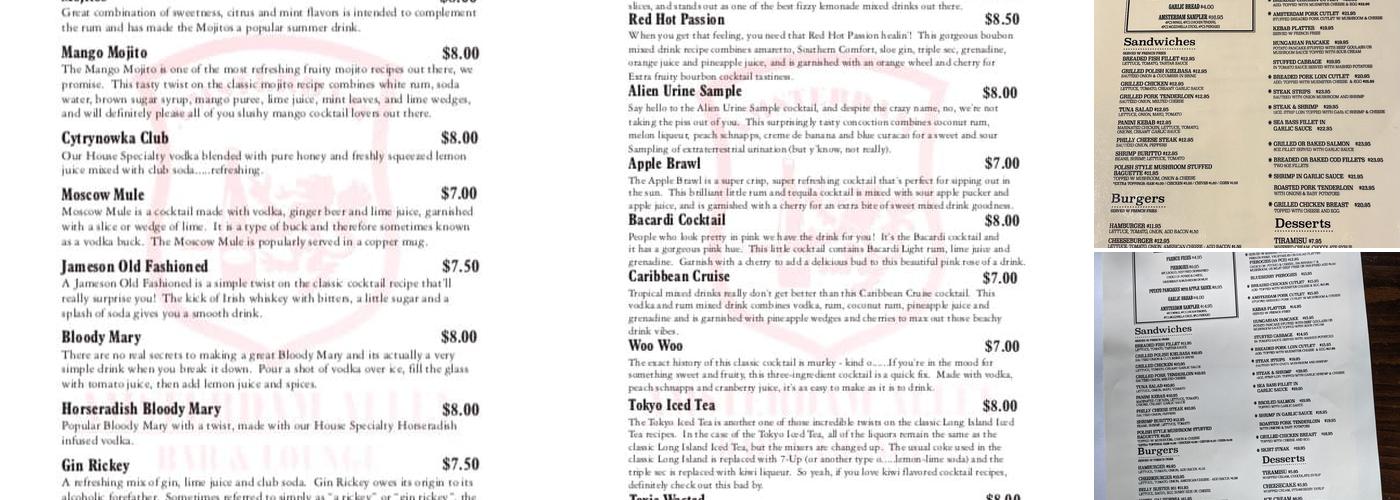 Amsterdam Alley Bar & Restaurant Menu