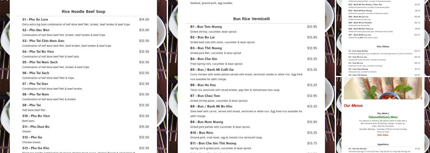 Phở Minh's Menu