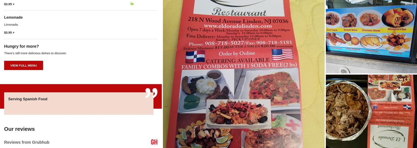 El Dorado Spanish Food Menu