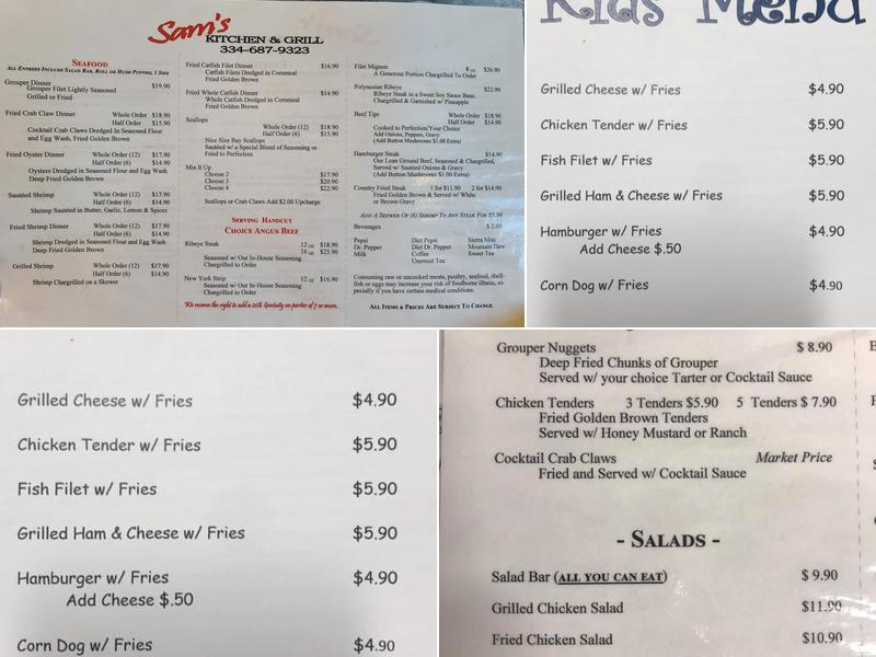 Sam's Kitchen And Grill Menu