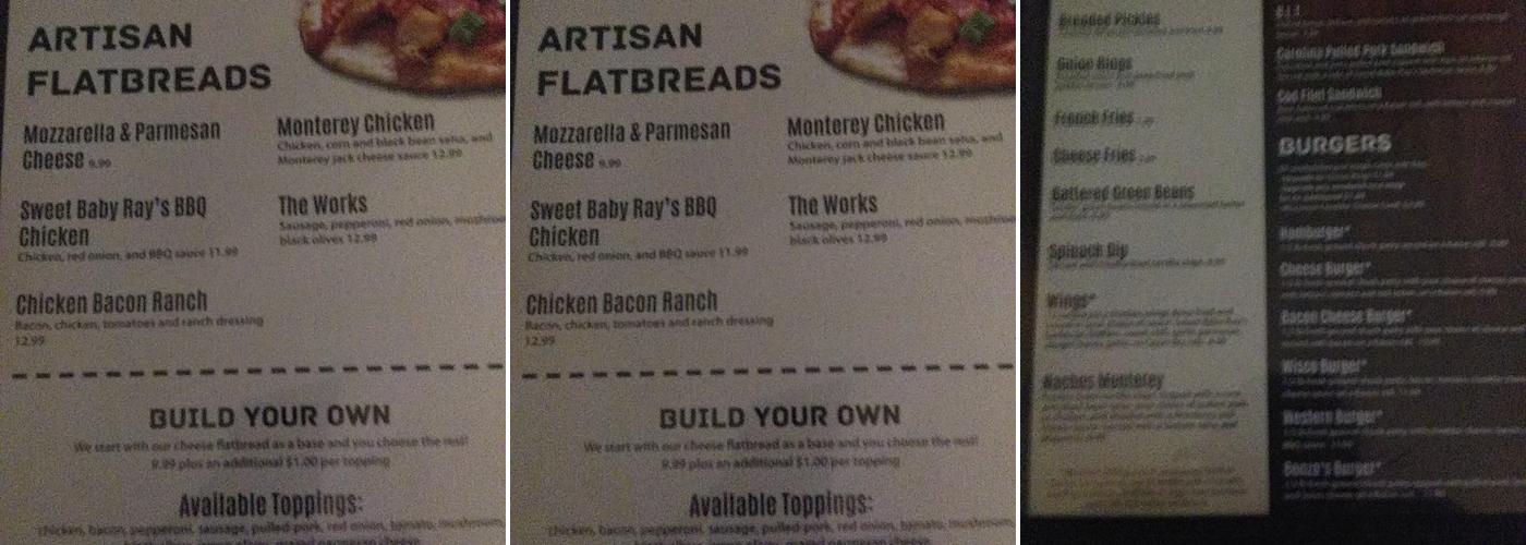 Bonzos Menu