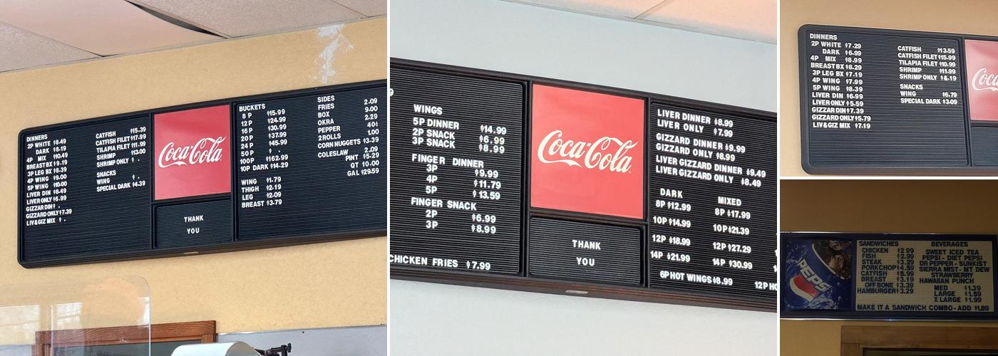 Carters Fried Chicken Menu