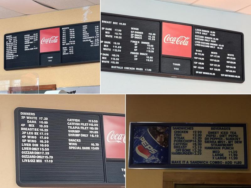 Carters Fried Chicken Menu