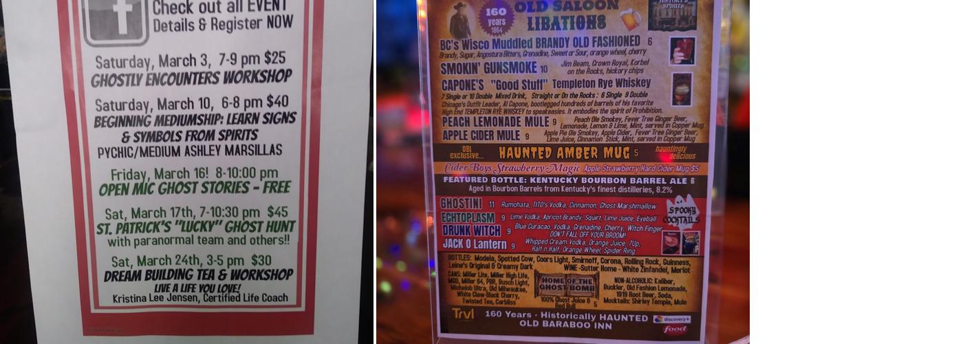 Old Baraboo Inn Menu