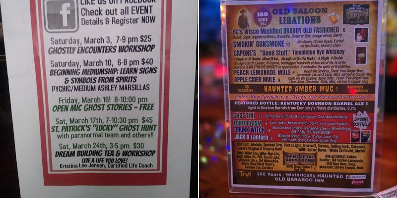 Old Baraboo Inn Menu