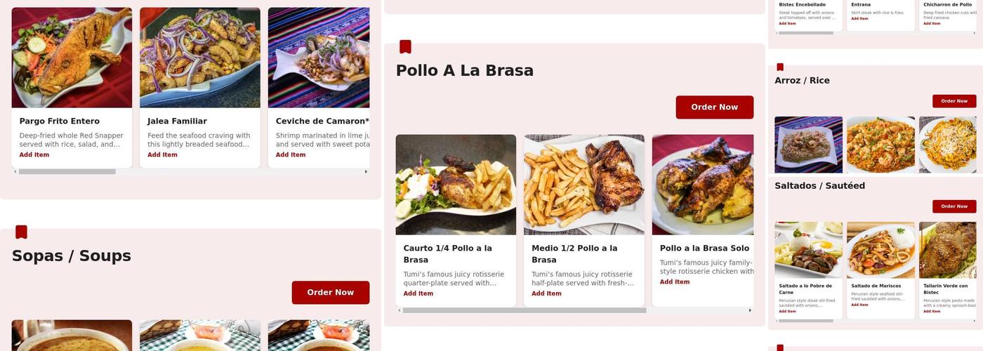 Tumi Peruvian Restaurant Menu