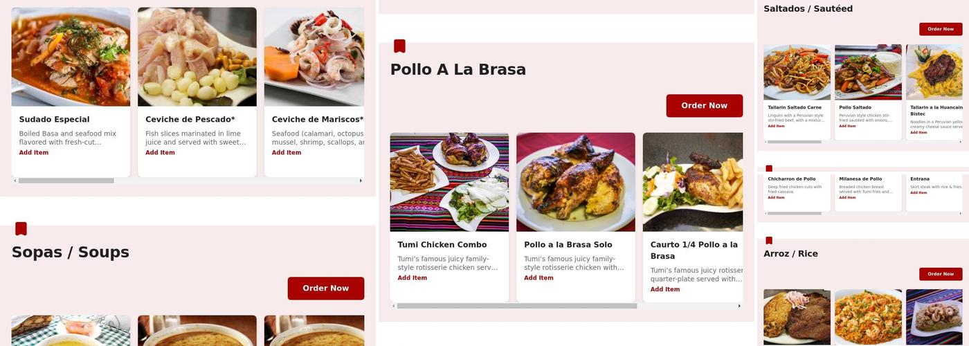 Tumi Peruvian Restaurant Menu