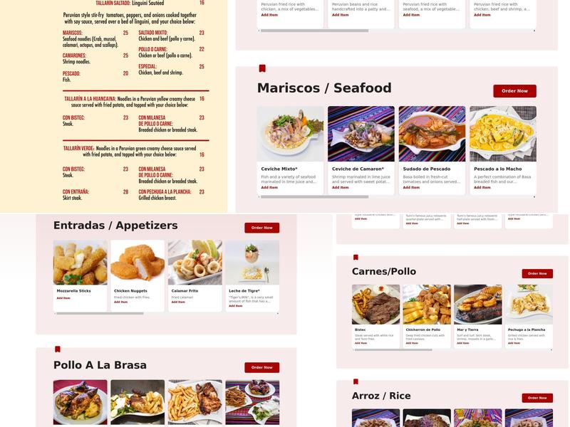 Tumi Peruvian Restaurant Menu