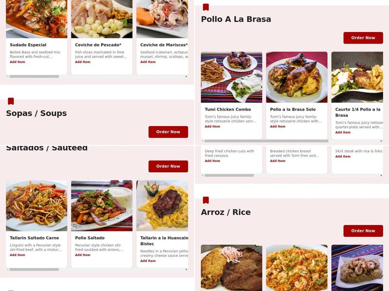 Tumi Peruvian Restaurant Menu