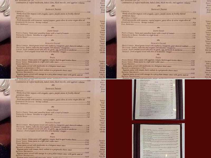 Triestina Restaurant Menu