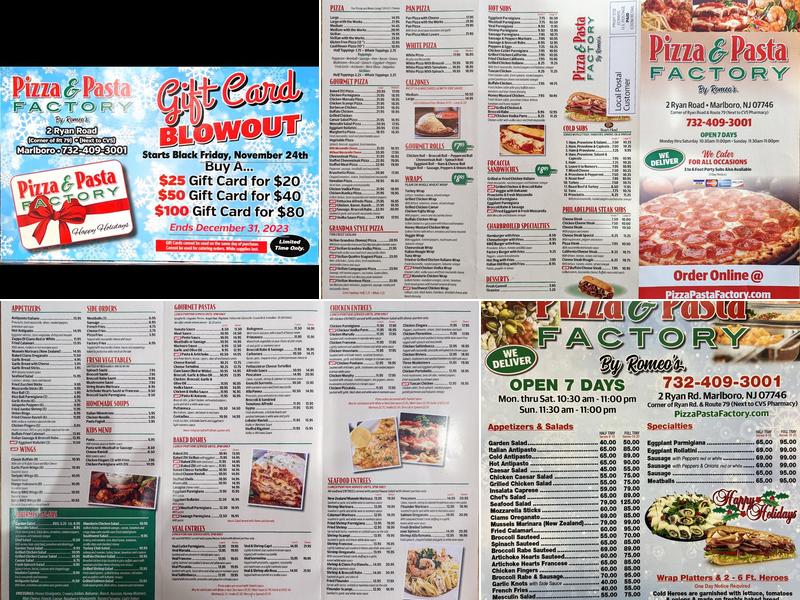 The Pizza & Pasta Factory Menu