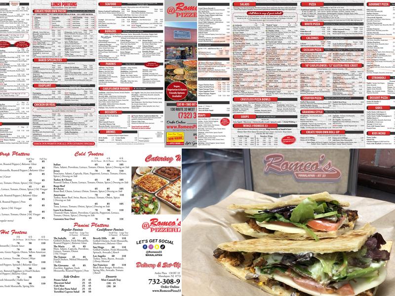 Romeo's Pizza Menu