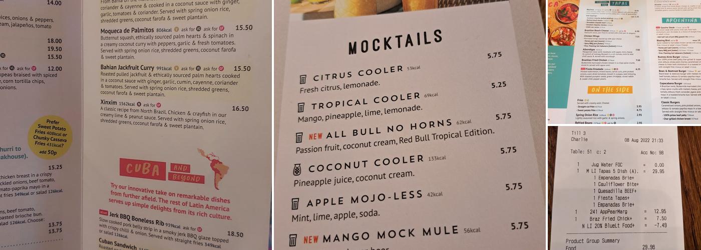 Las Iguanas - Plymouth Menu