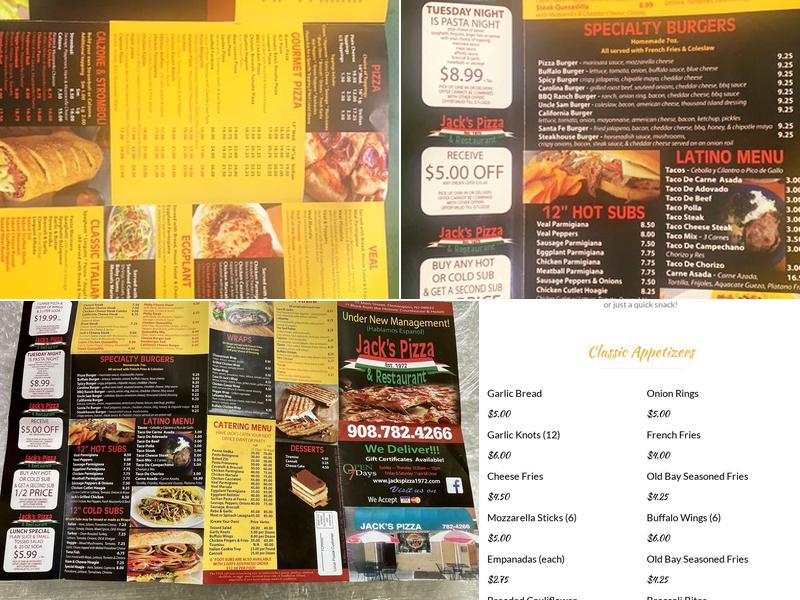 Jack's Pizza Menu
