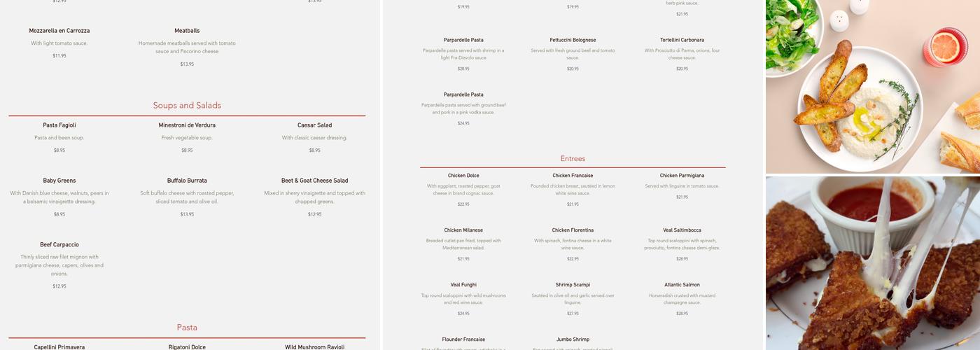 Dolce Restaurant Menu
