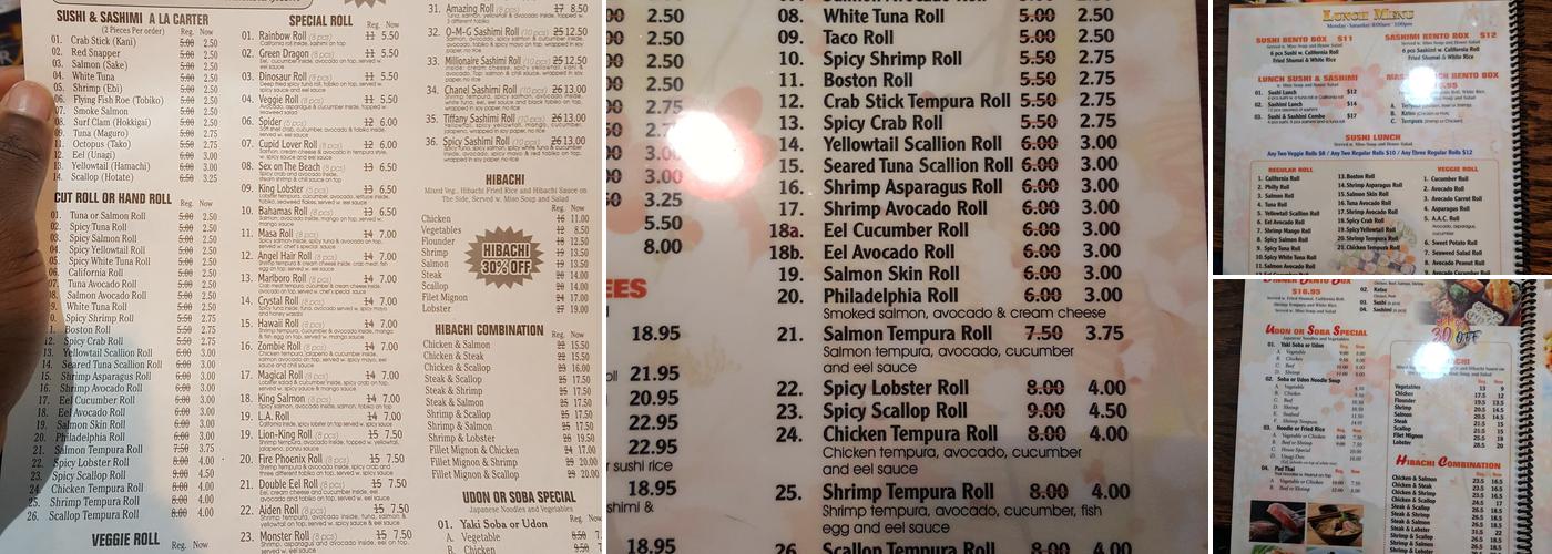 Masa Sushi & Hibachi Menu