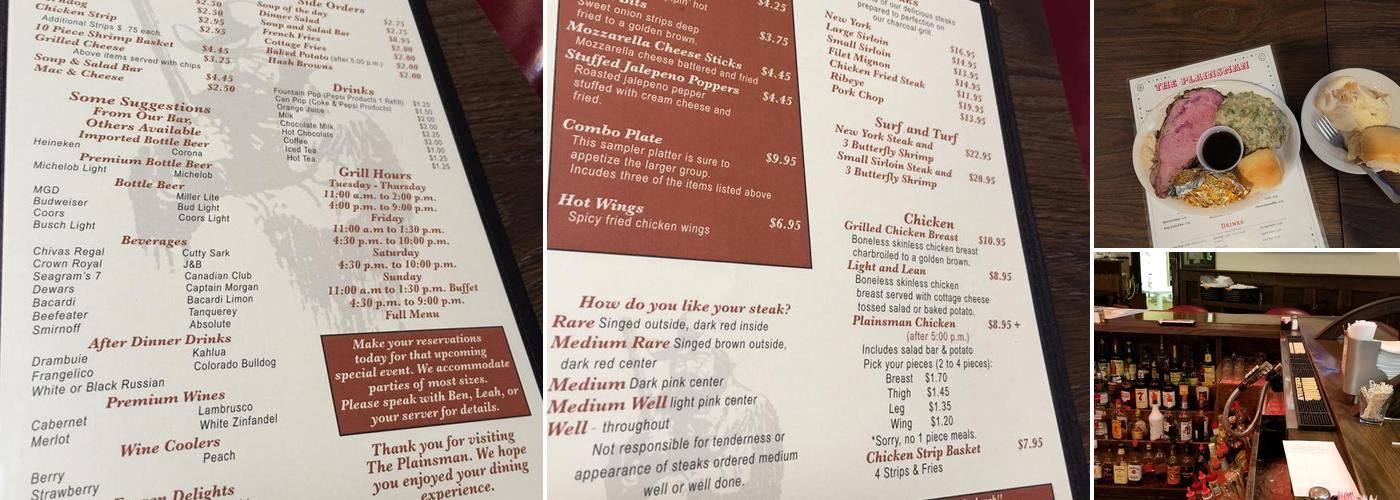 Plainsman Steakhouse & Lounge Menu
