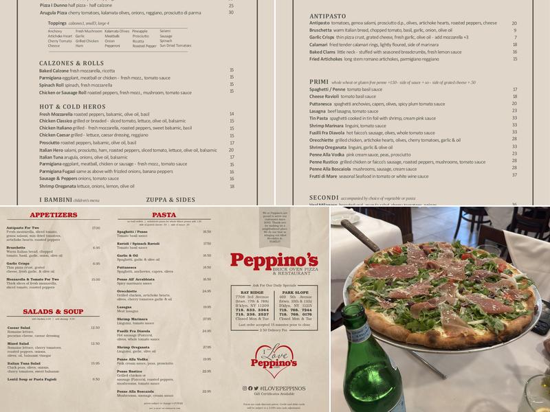 Peppino’s Restaurant Menu
