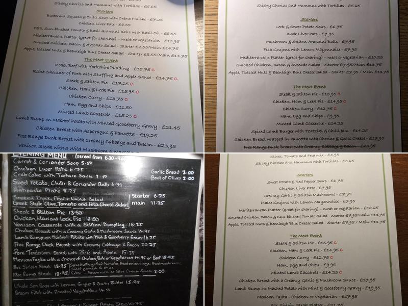Peter Tavy Inn Menu