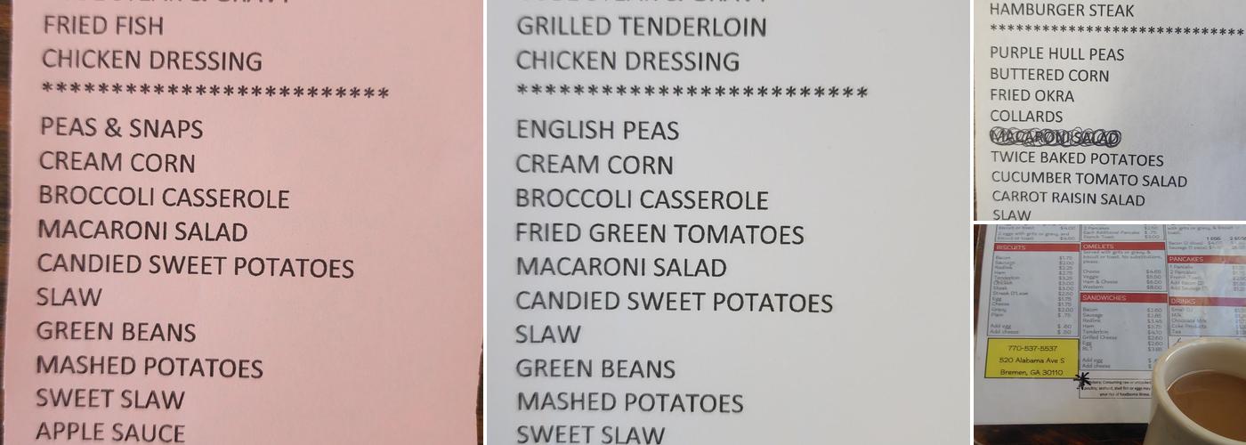 Grandma's Country Kitchen Menu