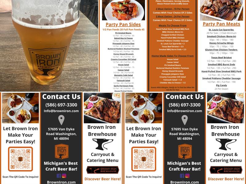Brown Iron Brewhouse Washington Township Menu