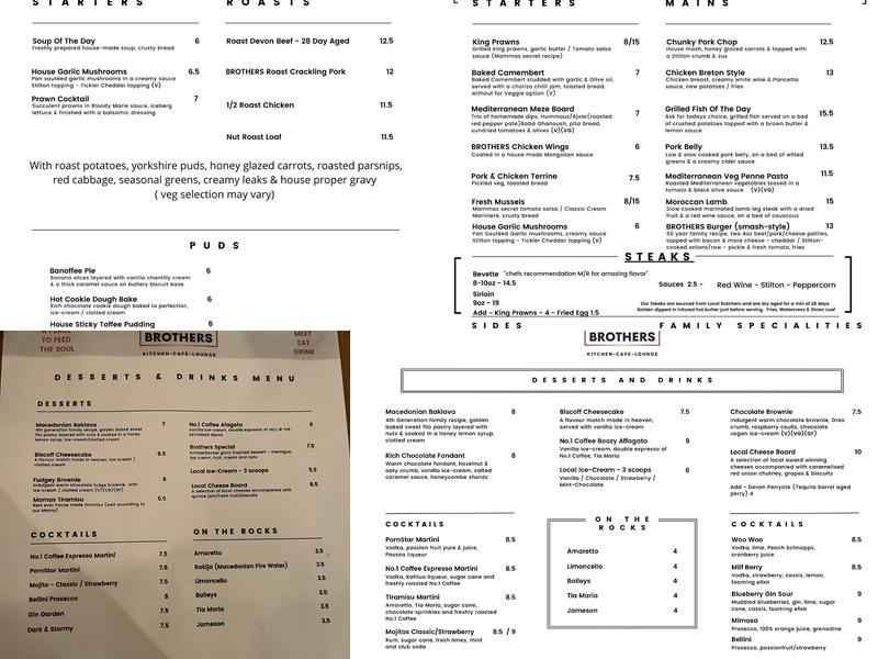 Brothers Menu