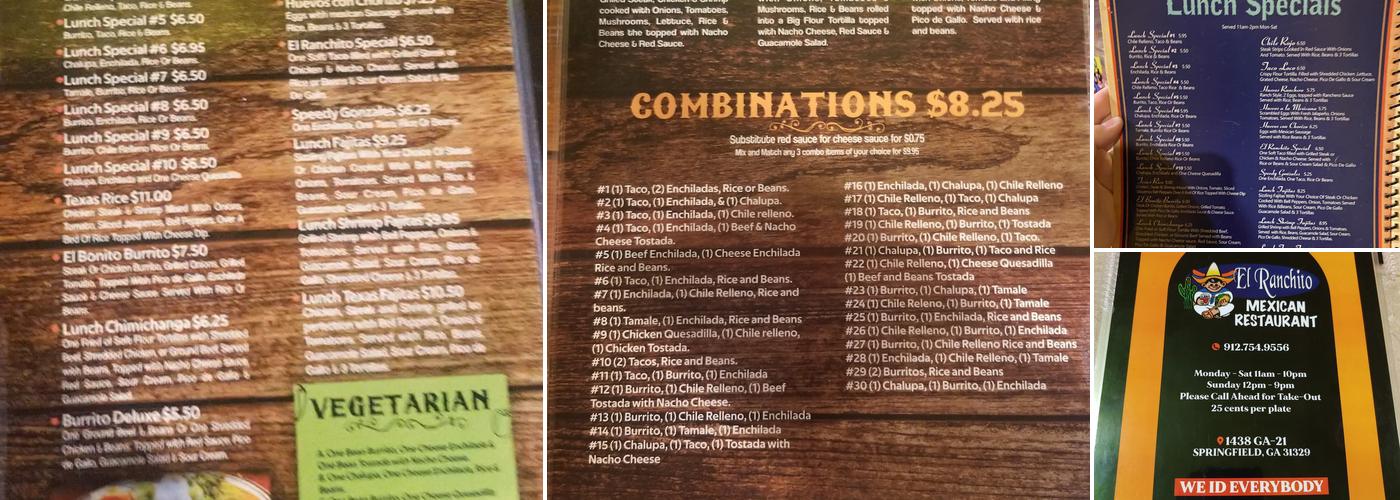 El Ranchito Restaurant Menu
