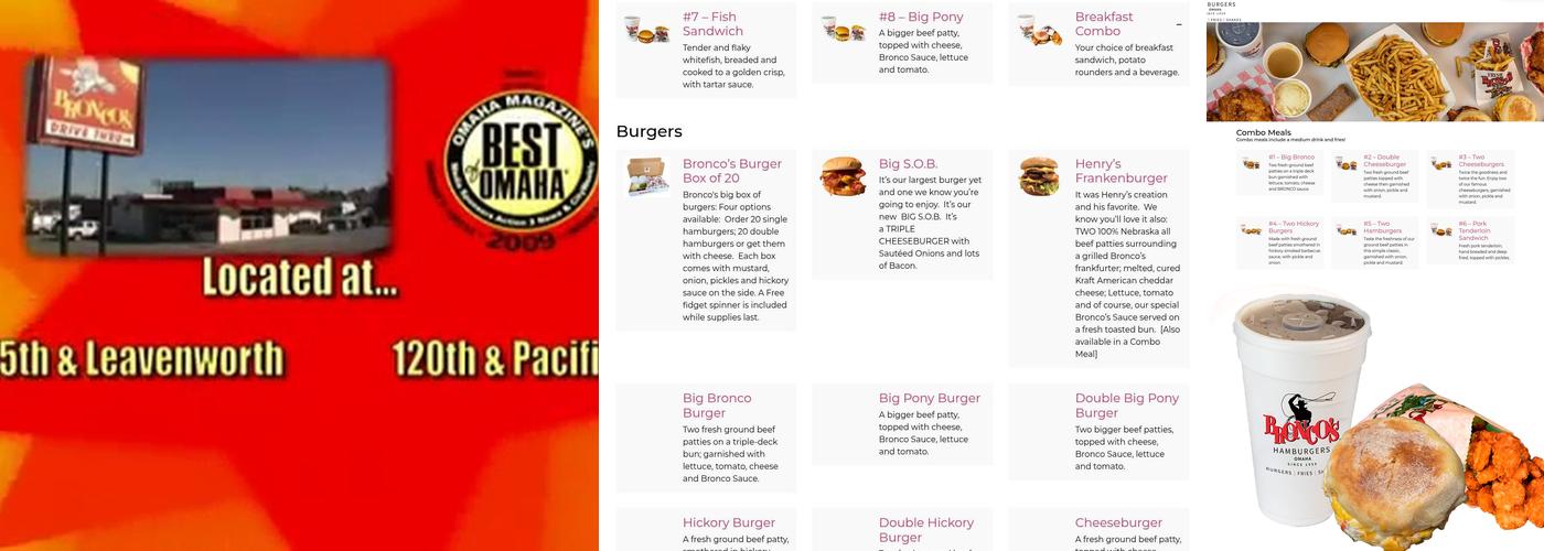 Bronco's Menu