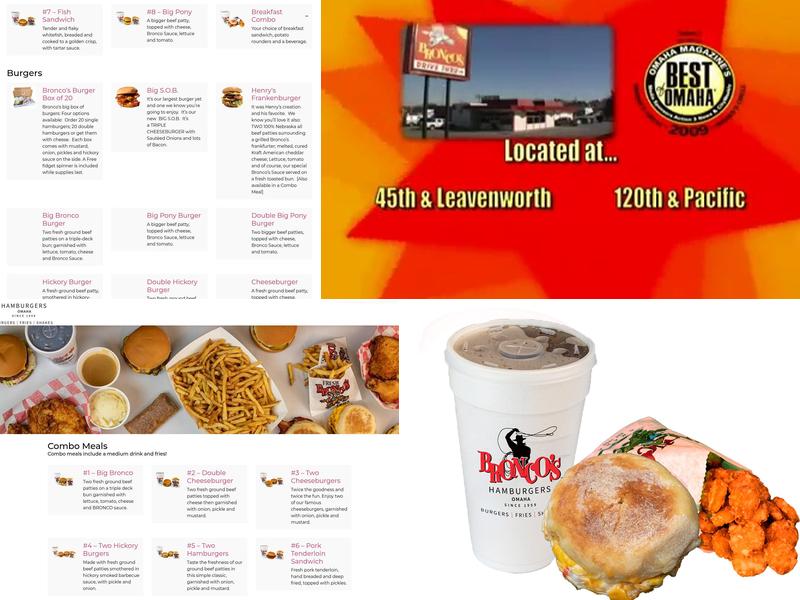 Bronco's Menu