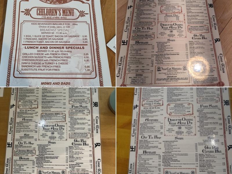 Julian Cafe & Bakery Menu