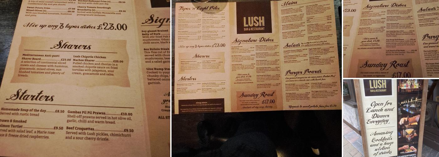 Lush Bar & Restaurant Menu