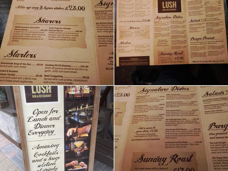 Lush Bar & Restaurant Menu