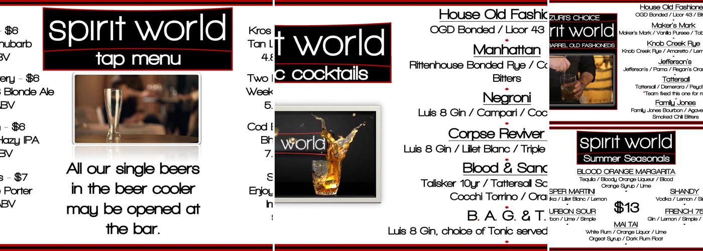 Spirit World Menu
